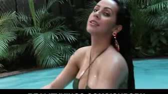 Amazing huge-butt dark hair blows  fucks huge-penis poolside