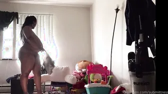 Solo bbw black cleans and shakes her gigantic titted
