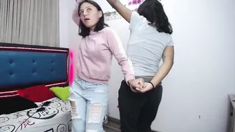 Samantha and Somer performing a dance that ends into a yummy banged
