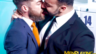 Rough ass rimming and shoving by suited Teddy Torres and Only Matt
