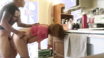 Vulgar Old Woman Getting Hard Anal Banged by her Neighbors into Kitchen
