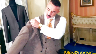 Wet and wild cock sucking and ass fucking by tailor Adam Franco and Pol Prince