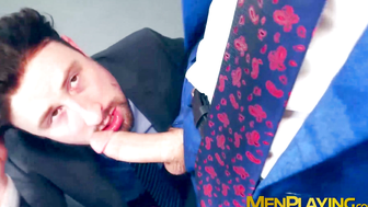 Sexy Drew Dixon rides the thick cock of suited Pol Dixon in the office