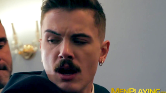 Suited Hustlers Manuel Skye and Jonas Jackson rammed the ass of Austin Sugar