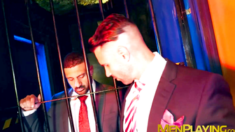 Suited Dani Robles and Marco Napoli had fun in a flip flop fucking in the sling