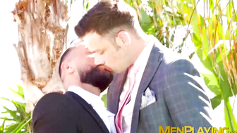 Wet ass pounding in the poolside by suited buddies Damon Hear and Sir Peter