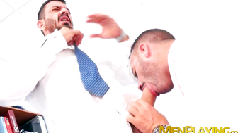 Hot Leo Rosso fucked the hairy ass of Joe Gillis on the examination bed