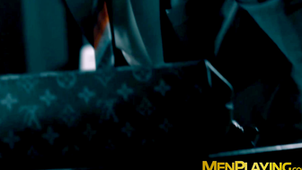 Sexy Trent King fucks himself with his black dildo while jacking his cock
