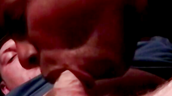Black guy sucks a big white dick till it cums
