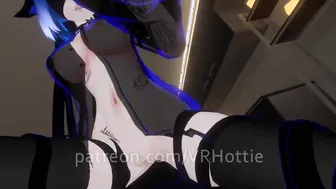 Blue Haired Devil Succubus into Straps Blindfold Riding for Senpai Tattoos pov
