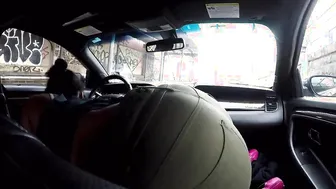 Ebony street prostitute blowing and fucking inside vehicle