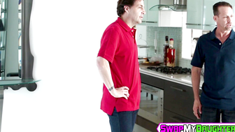 Cock craving teen hotties swapping their big dicked stepdads