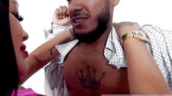 Milagros Raiza, a super busty Peruvian girl, is caught at night by a shy brunette. 5