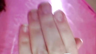 Camgirl with small tits shows her toes