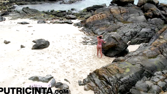 Hot Babe Amthai Stripping Naked On A Tropical Beach