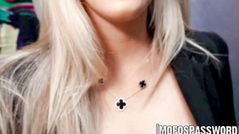 Naughty blonde Athena Fleurs seduces her lover into sex in the changing room