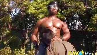 Muscled camboys outdoor show