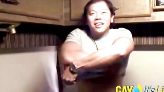 Beefy Asian camboy posing nude