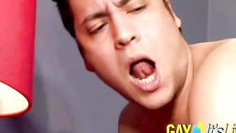 Hot gay couple having interracial anal