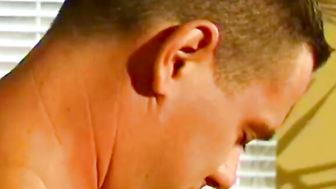 Horny beefcake gives an oral