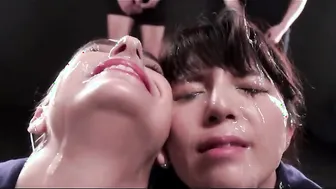 double bukkake on Bombshell girls