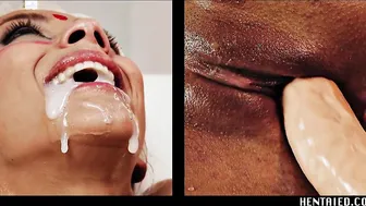 Real Life Cartoon - Squirt Fountain - Jizzed - Double Penetration