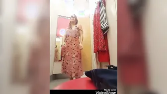 Trying on clothes at the store