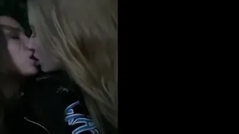 Sensual lesbians licking vagina into a outside park