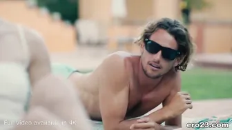 Skinny and Beauty Morgan Rain finds poolside fun