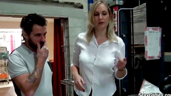 Tall French MILF sucks and fucks
