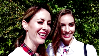 Two naughty girls having fun in Uber 123
