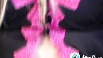 Denise getting off with a glass dildo