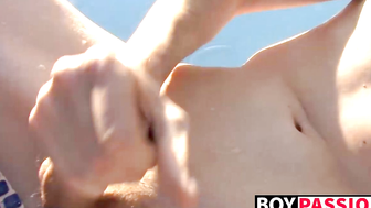Adorable twink Timo Garrett outdoor masturbates and cums