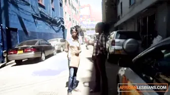 Young african amateur girls having dyke sex into the toilets