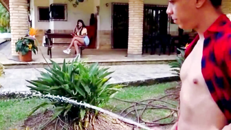 Horny friends fuck the gardener 55