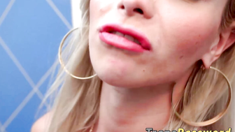 Blonde shemale caught wanking his big dick