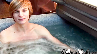 Beach stud William Steel didnt stop stroking his cock to expel hot jizz