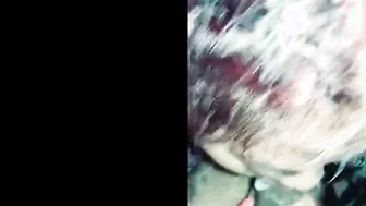 Tatted BBW chinese blowing bbcs into vehicle