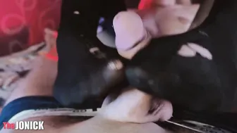 Feet bondage and rough screwed with cummed on pantyhose and booty
