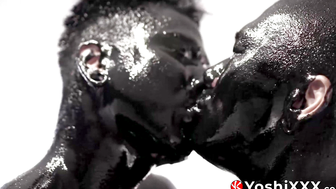 Asian Damian Dragon and Yoshi Kawasaki splatter oily black goo while breeding raw