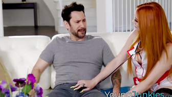 Redhead star Madison Morgan railed aggressively by horny Tommy Pistol
