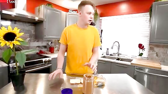 Jimmy Michaels is making a sandwich when his stepsister Jade Valentine joins him in the
