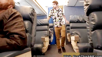 Naughty Girls LaSirena69 & Hazel Grace Go To The Back Of The Plane & Share Lucky's Co