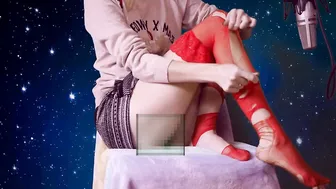 ASMR women Ripping Red Stocking - Space Modern Style