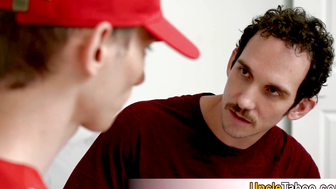 He cant resist his hot stepdads mustache