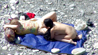 Horny European teens are having orgy on the beach