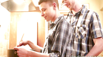 Spit Roasted porn video – Young and hungry Austin Young gets extremely spit roasted by me and Jacob