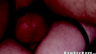 Dominant stud Mike Edge eats and barebacks Ethan Tates tight asshole