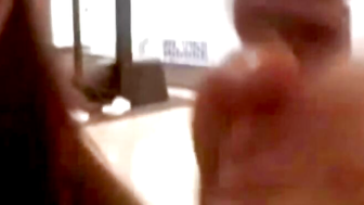 amateur brunette babe fucks her man while he is working