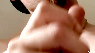 Tattooed dude ejaculating and smoking fun til he cums